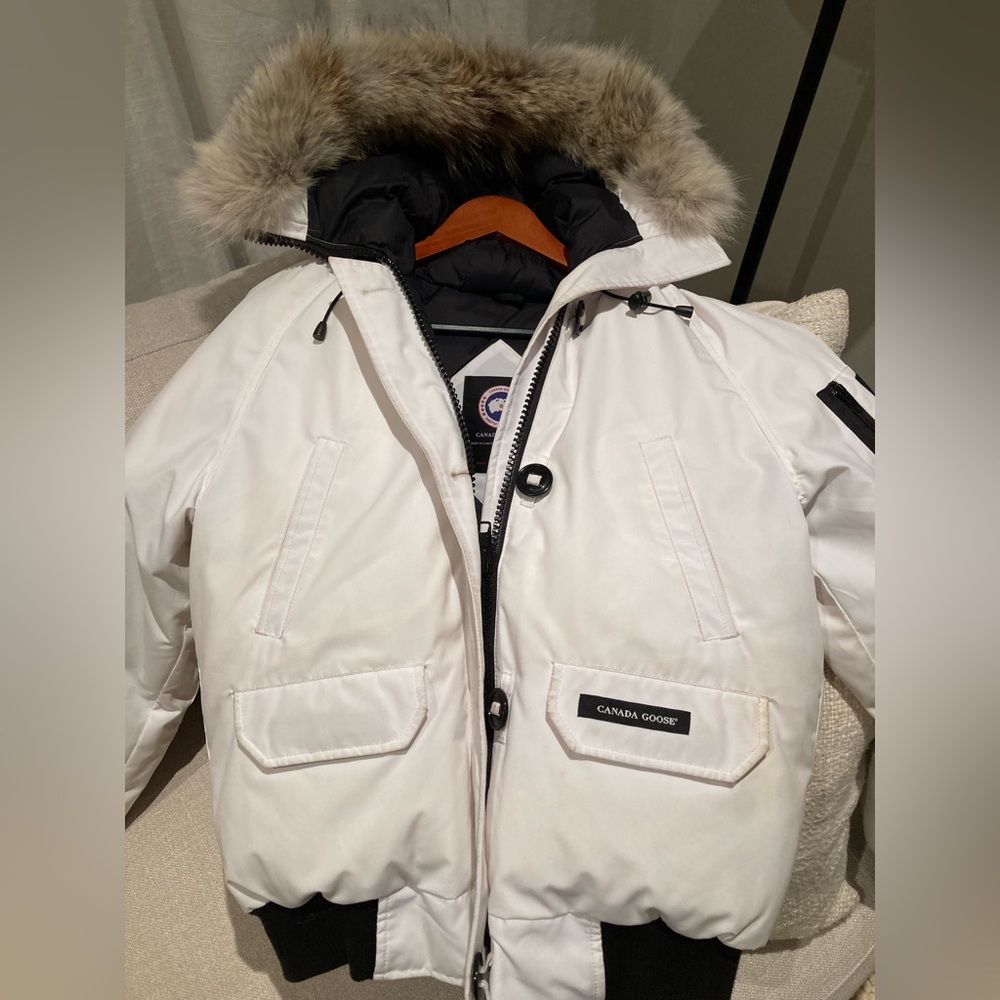 Canada Goose bomber jacket. White. Ladies size M.